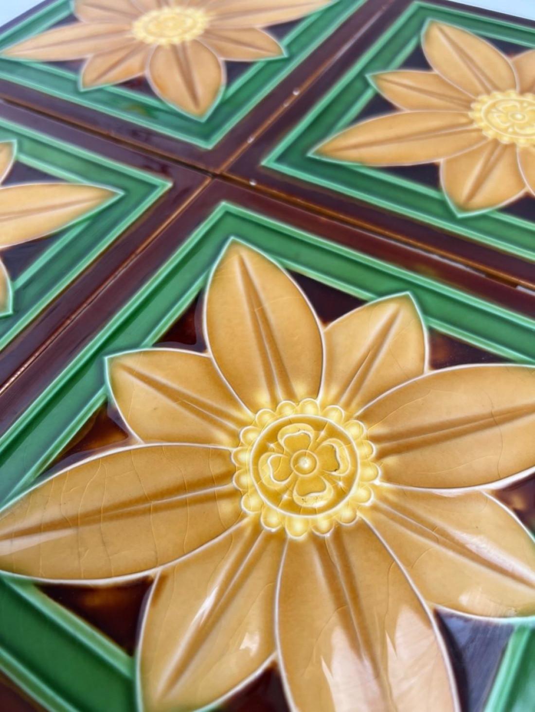 1 of the 40 Art Deco Glazed Relief Tiles by Gilliot, Hemiksem, circa 1920 For Sale 1