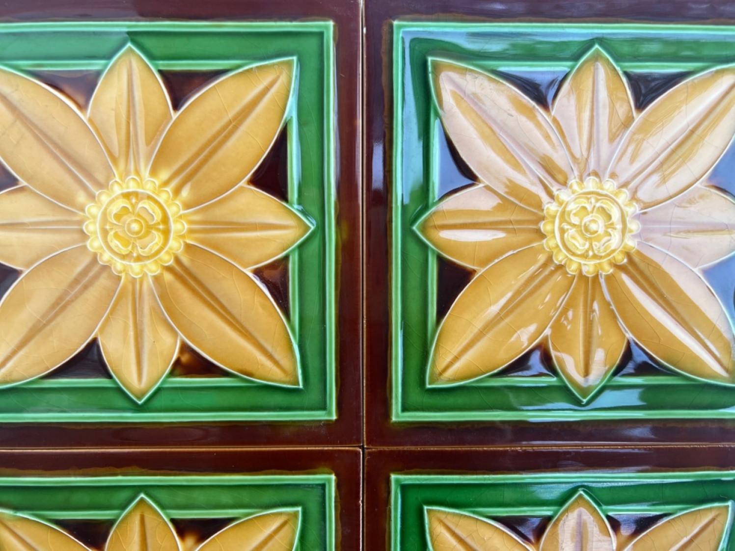 1 of the 40 Art Deco Glazed Relief Tiles by Gilliot, Hemiksem, circa 1920 For Sale 2