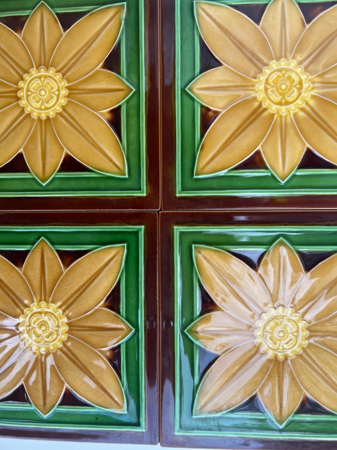 1 of the 40 Art Deco Glazed Relief Tiles by Gilliot, Hemiksem, circa 1920 For Sale 3