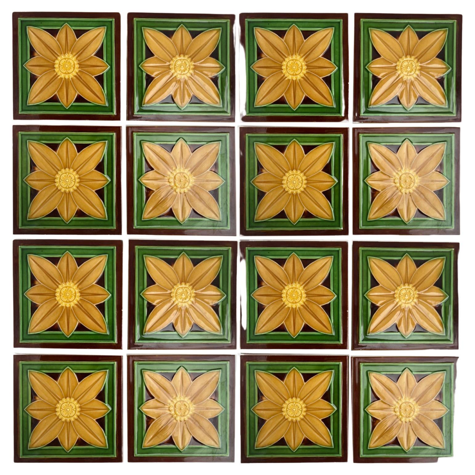 1 of the 30 Art Deco Glazed Relief Tiles by Gilliot, Hemiksem, circa
