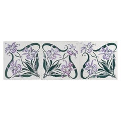 1 of the 40 Art Nouveau Wall Tiles Marque de Fabrique CF, Devres, France, 1920