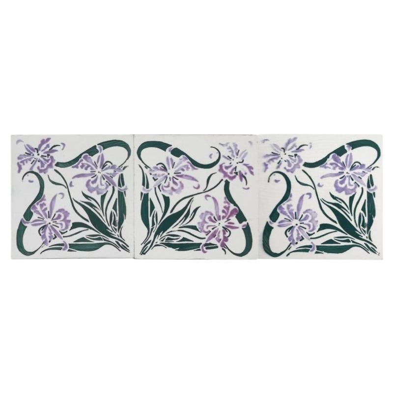 1 of the 40 Art Nouveau Wall Tiles Marque de Fabrique CF, Devres, France, 1920 For Sale