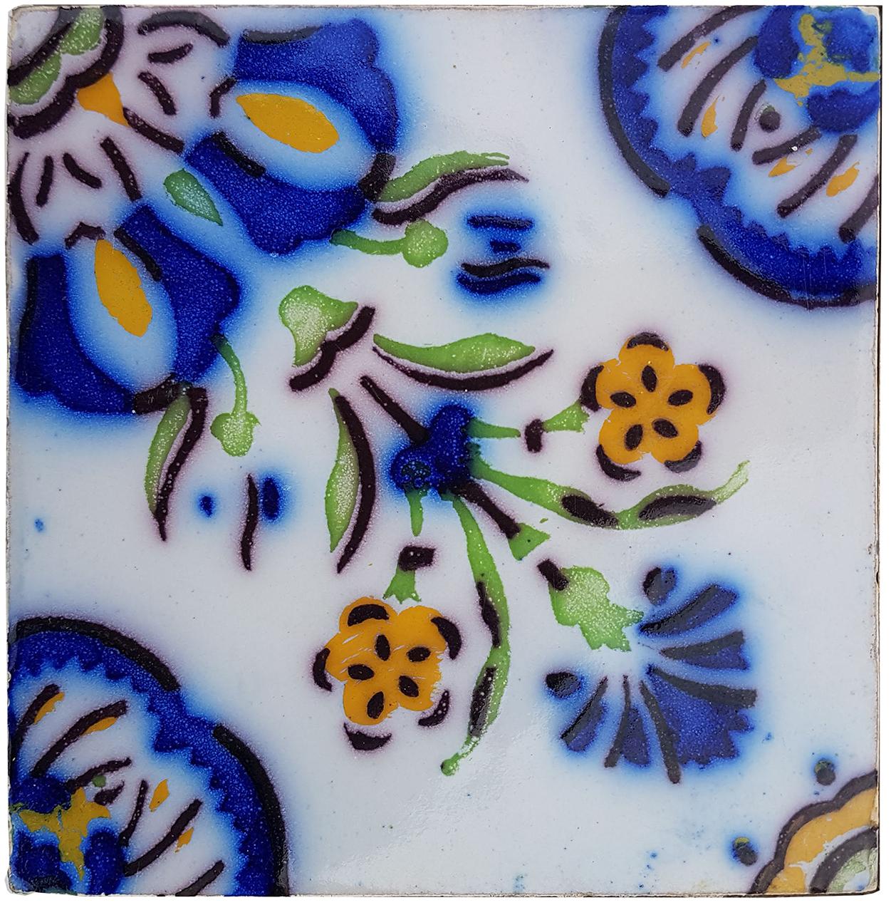 This is a amazing and unique set of 410 antique French handmade ceramic tiles. Manufactured by Devres, circa 1910s. Stylished design. Notice that each pattern consists of 4 separate tiles. These tiles would be charming displayed on easels, framed or