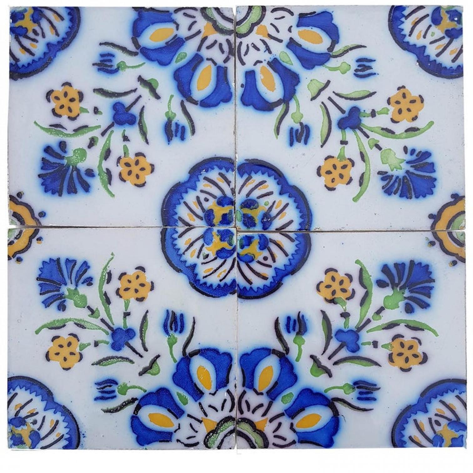 French 1 of the 410 Handmade Antique Ceramic Tiles by Devres, France, 1910s For Sale