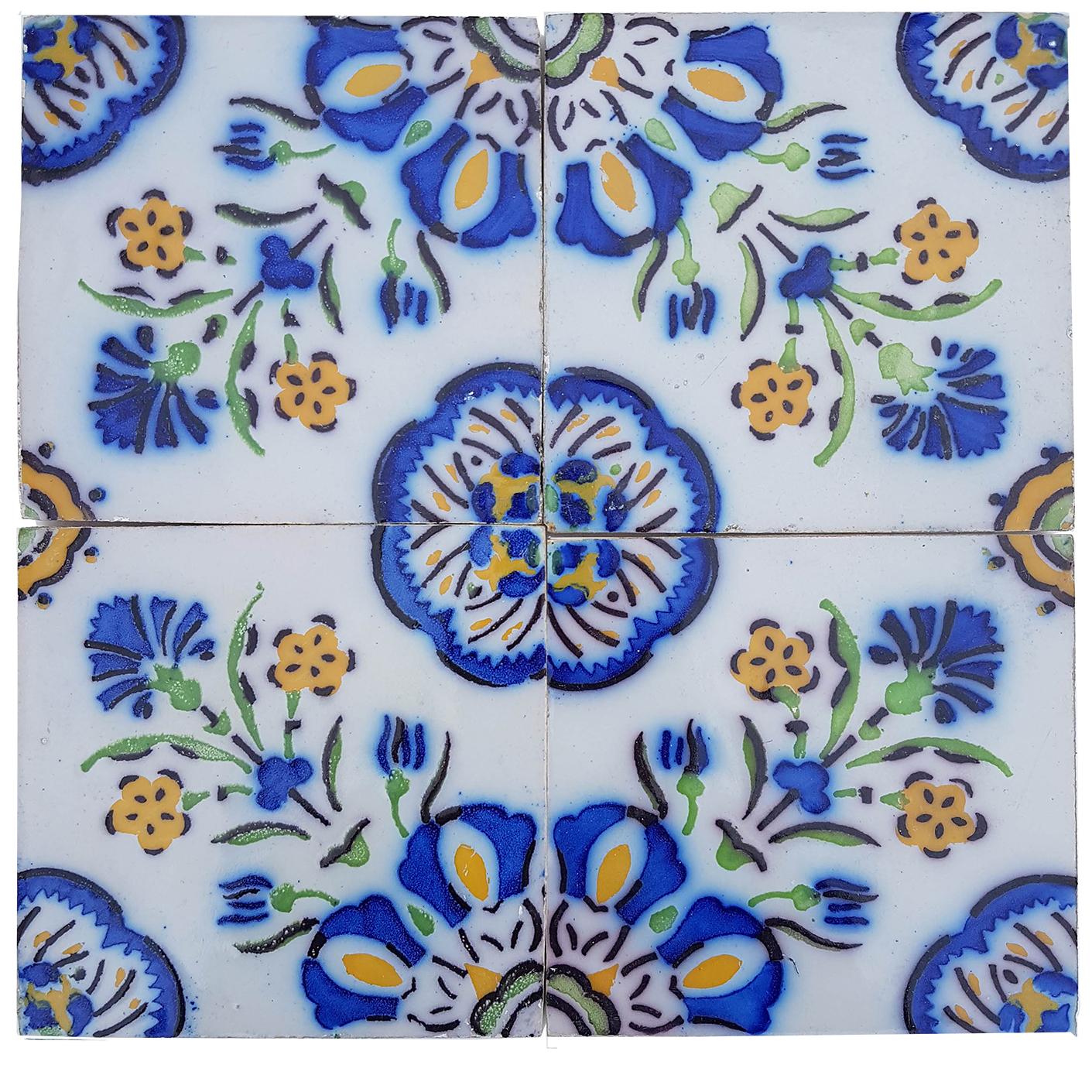 French 1 of the 410 Handmade Antique Ceramic Tiles by Devres, France, 1910s