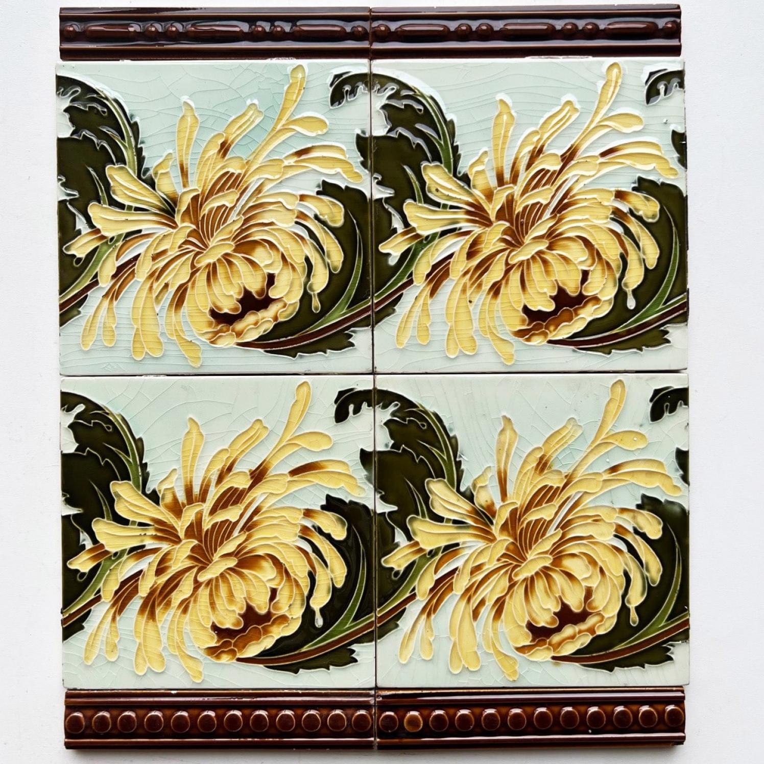 1 delle 42 piastrelle Art Nouveau, opera di Gilliot Hemiksem, Belgio, anni '30 circa in vendita 2