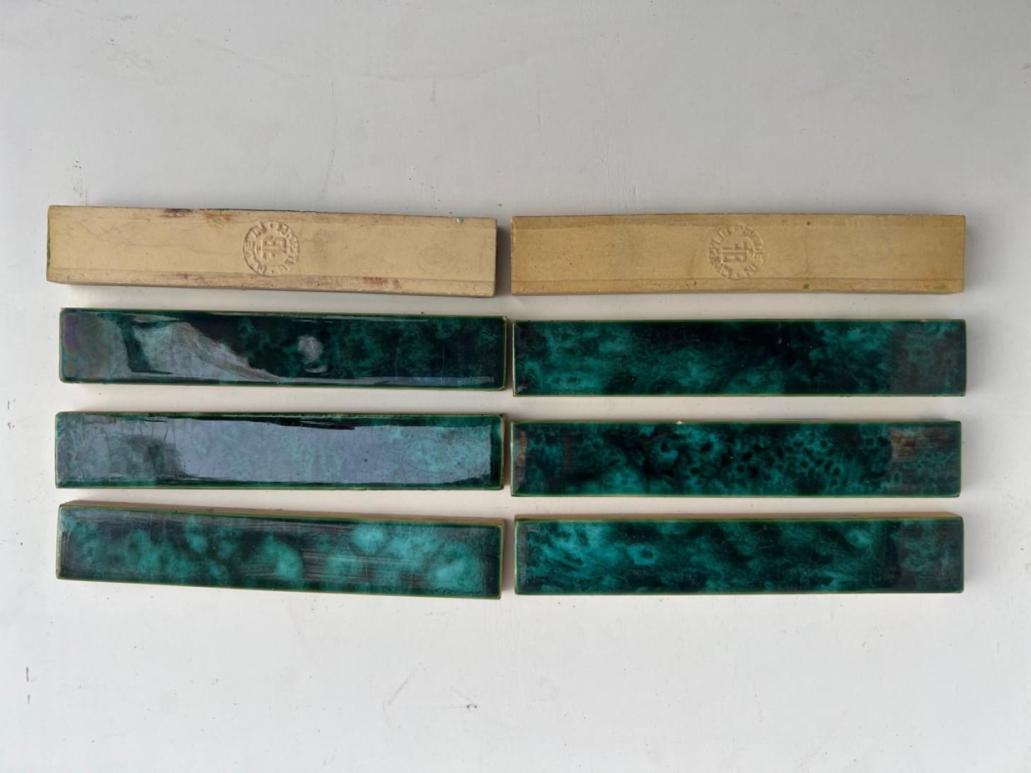 1 of the 45 Green Art Deco Glazed Relief Tiles by Deutsche Steingutfabrik, 1960s For Sale 7