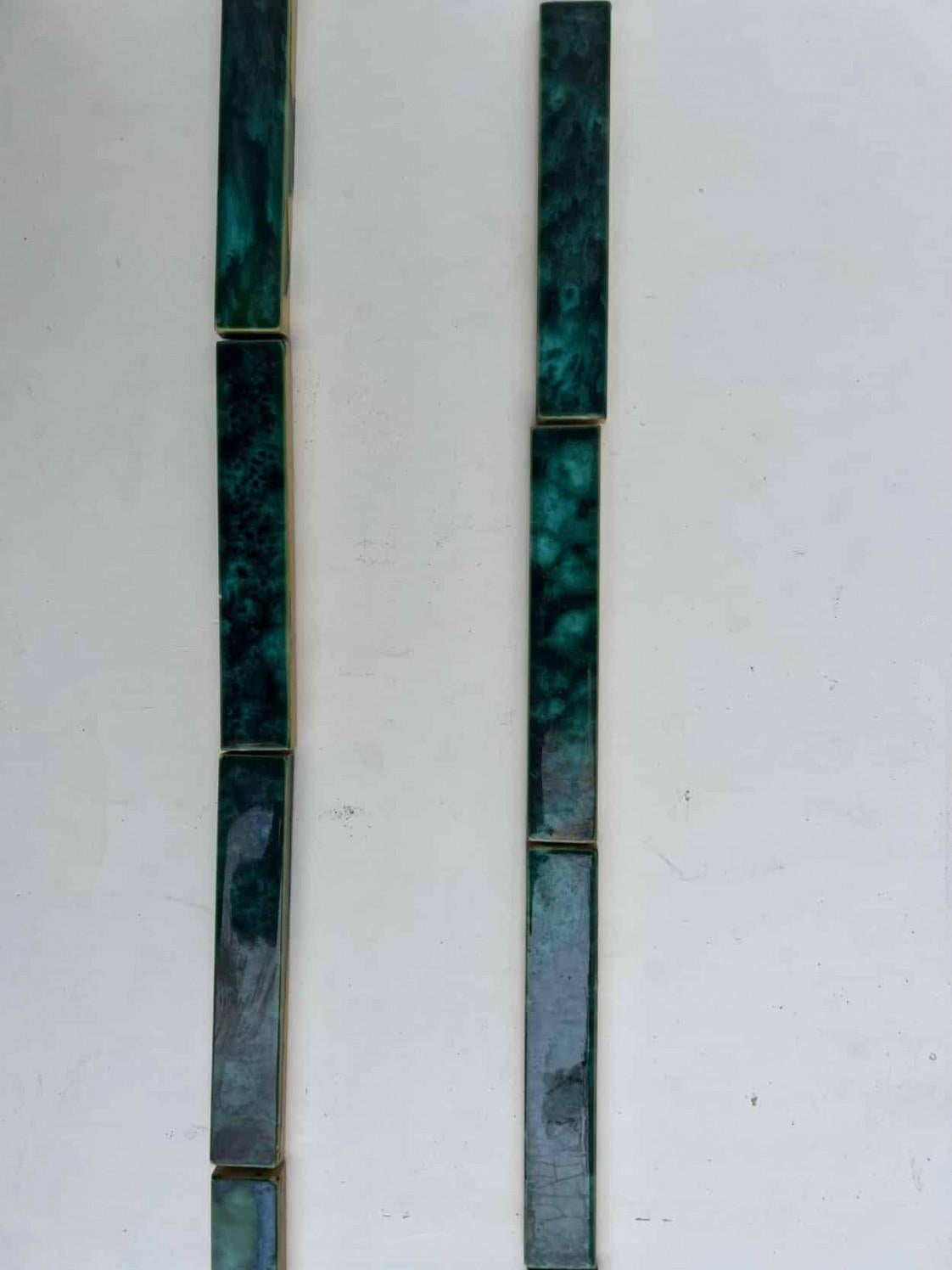 1 des 45 carreaux en relief émaillés Art Déco verts de Deutsche Steingutfabrik, années 1960 en vente 6