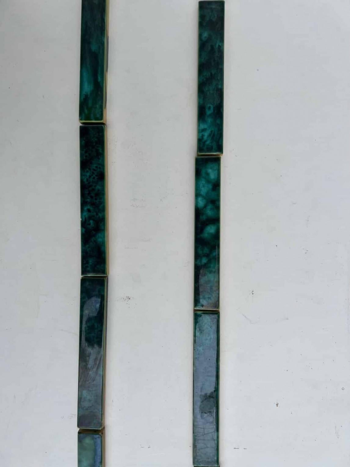 1 of the 45 Green Art Deco Glazed Relief Tiles by Deutsche Steingutfabrik, 1960s For Sale 8