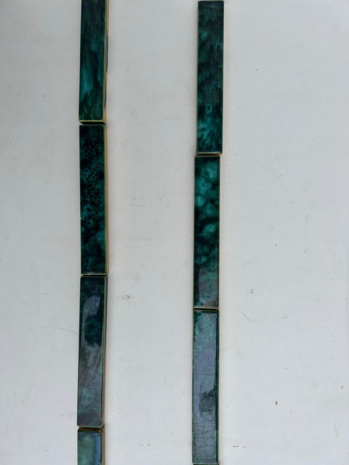 1 of the 45 Green Art Deco Glazed Relief Tiles by Deutsche Steingutfabrik, 1960s For Sale 9