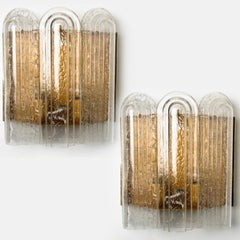 1 of the 5 Art Deco Blown Glass and Brass Wall Sconces by Doria, 1960