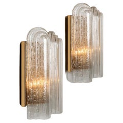 1 der 5 Art-Déco-Wandleuchter aus geblasenem Glas und Messing von Doria, 1960
