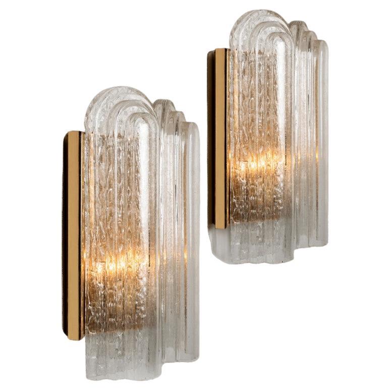 1 de los 5 Apliques Art Decó de vidrio soplado y latón de Doria, 1960