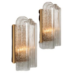 1 of the 5 Art Deco Blown Glass and Brass Wall Sconces by Doria, 1960
