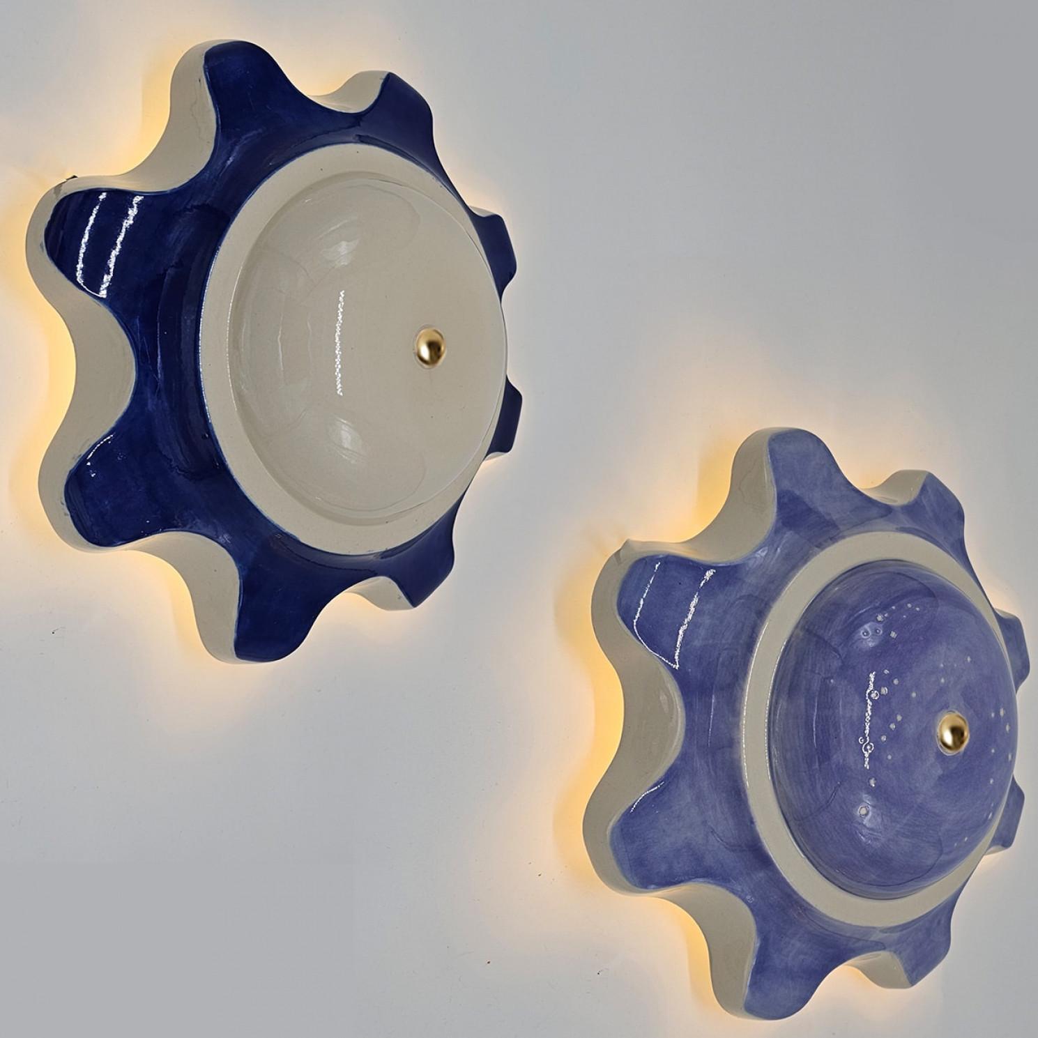 Autre 1 des 5 lampes en céramique Blue Lila, Rosettes par Jeanine Keizer, 1990 en vente