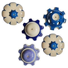 1 des 5 lampes en céramique Blue Lila, Rosettes par Jeanine Keizer, 1990