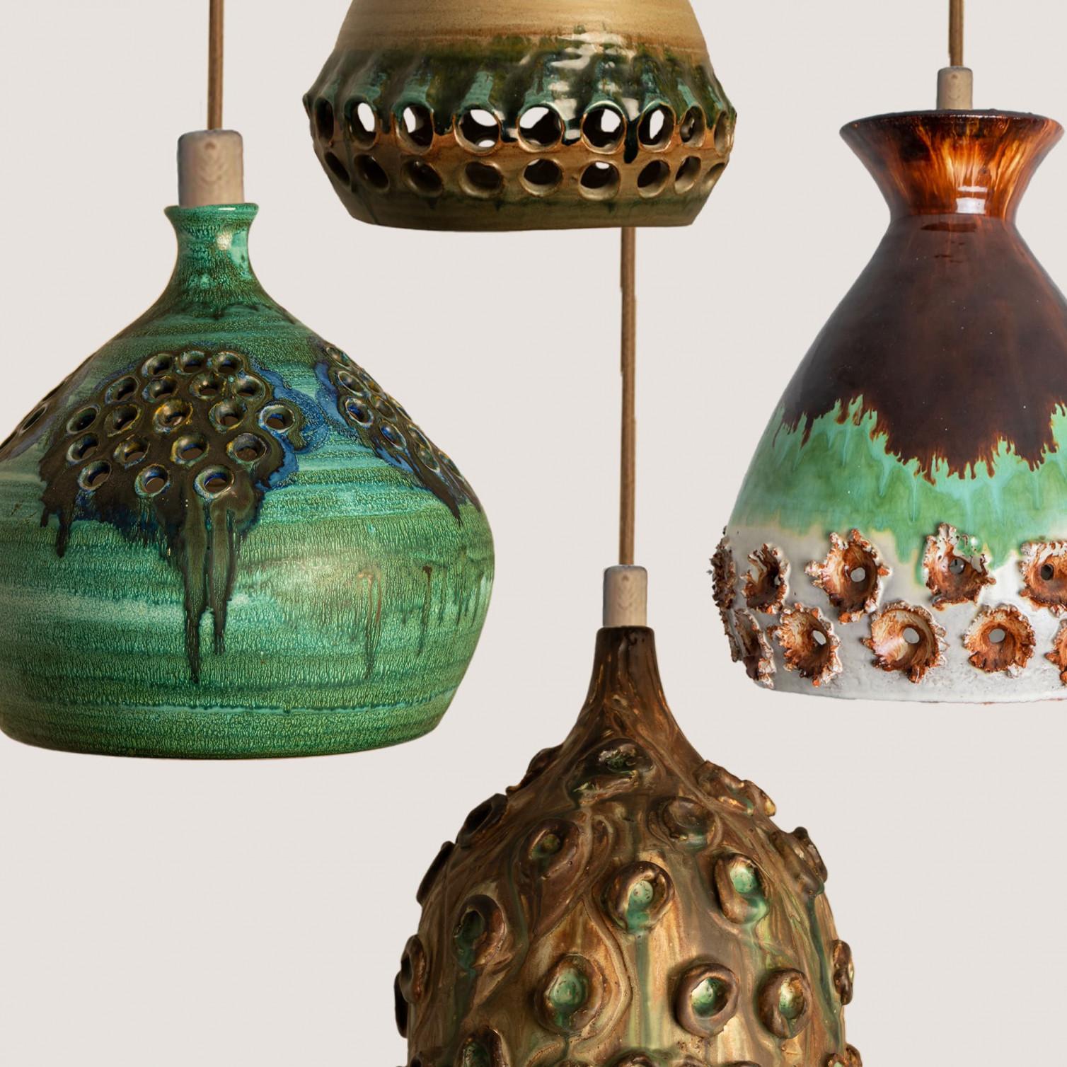 Brutalismo 1 dei 5 ciondoli in ceramica Greene & Greene, Danimarca 1970 in vendita