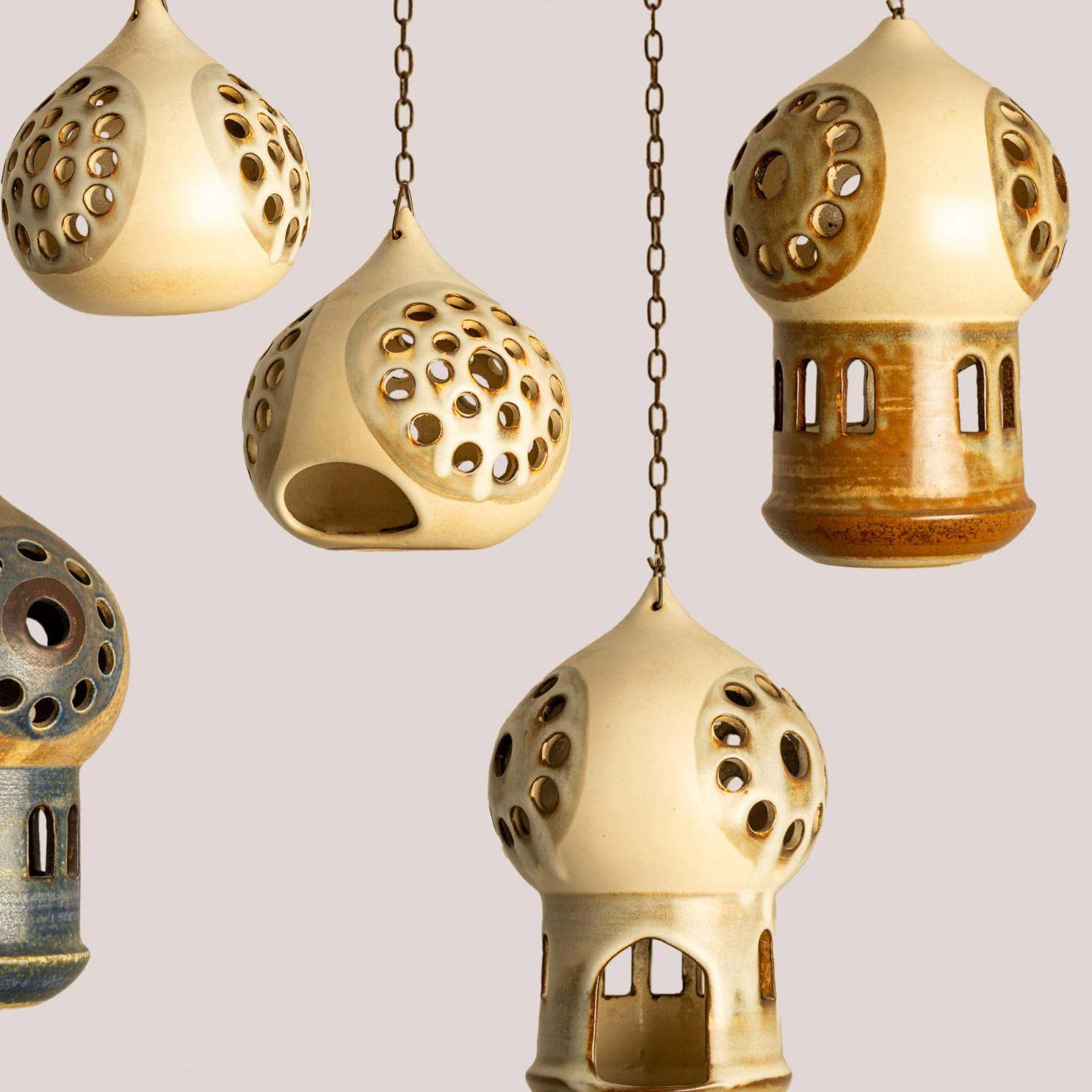 Brutalismo 1 delle 5 lanterne in ceramica, Danimarca 1970 in vendita