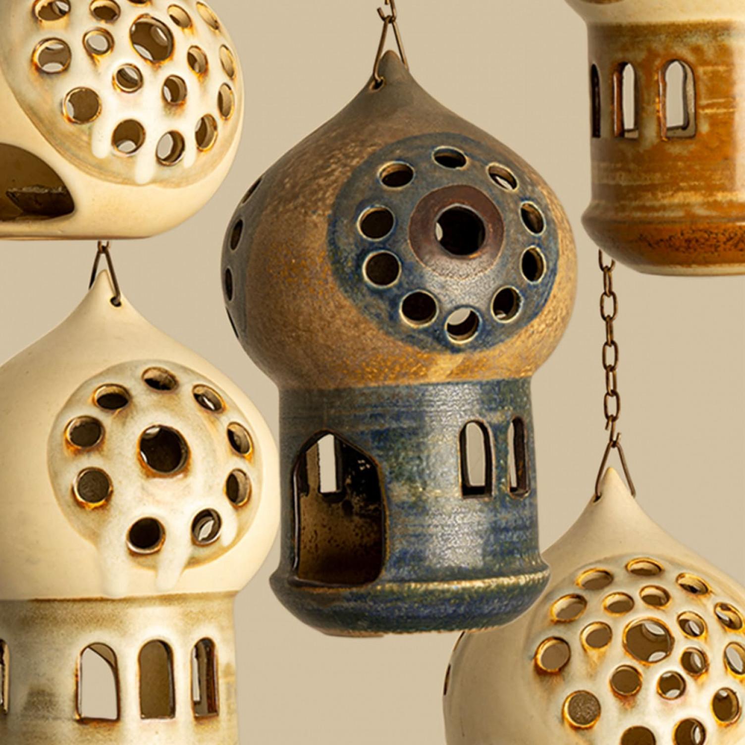 Danese 1 delle 5 lanterne in ceramica, Danimarca 1970 in vendita