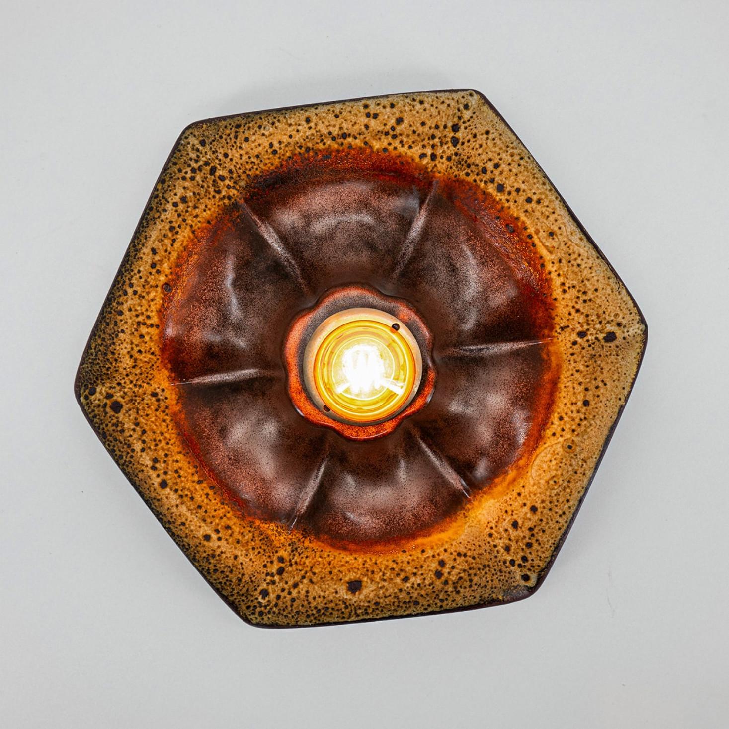 Smaltato 1 delle 5 applique in ceramica di Pan Leuchten, Germania, 1960 in vendita
