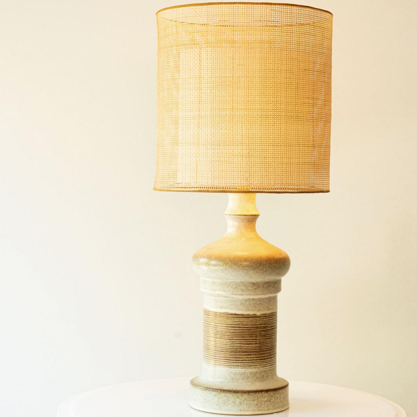 1 of the 5 Multicolor Ceramic Table Lamps, Custom Silk Lamp Shades by R. Houben For Sale 4