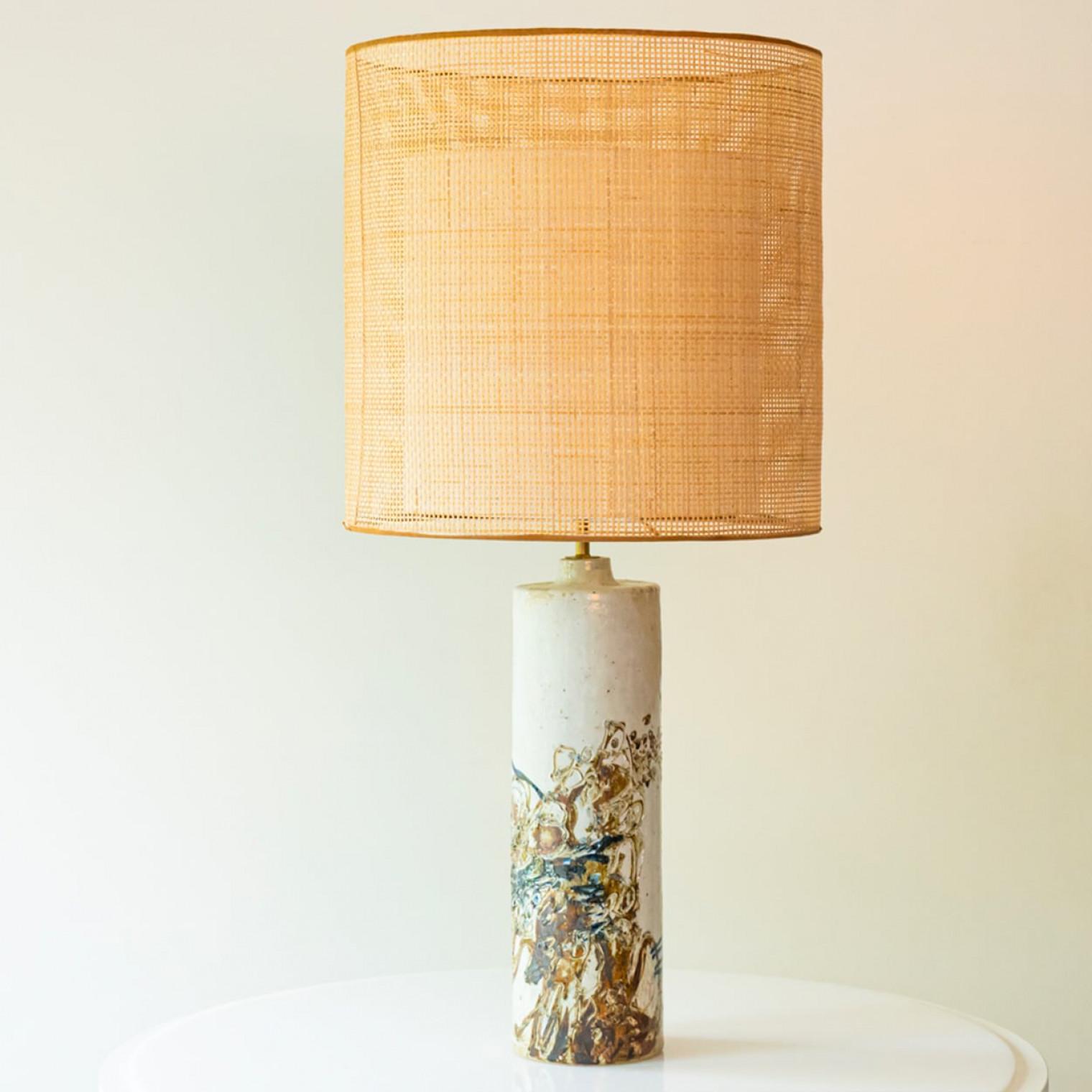 1 of the 5 Multicolor Ceramic Table Lamps, Custom Silk Lamp Shades by R. Houben For Sale 7
