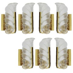 1 of the 5 Pair of Brass Wall Scones by Fagerlund for Orrefors, 1960