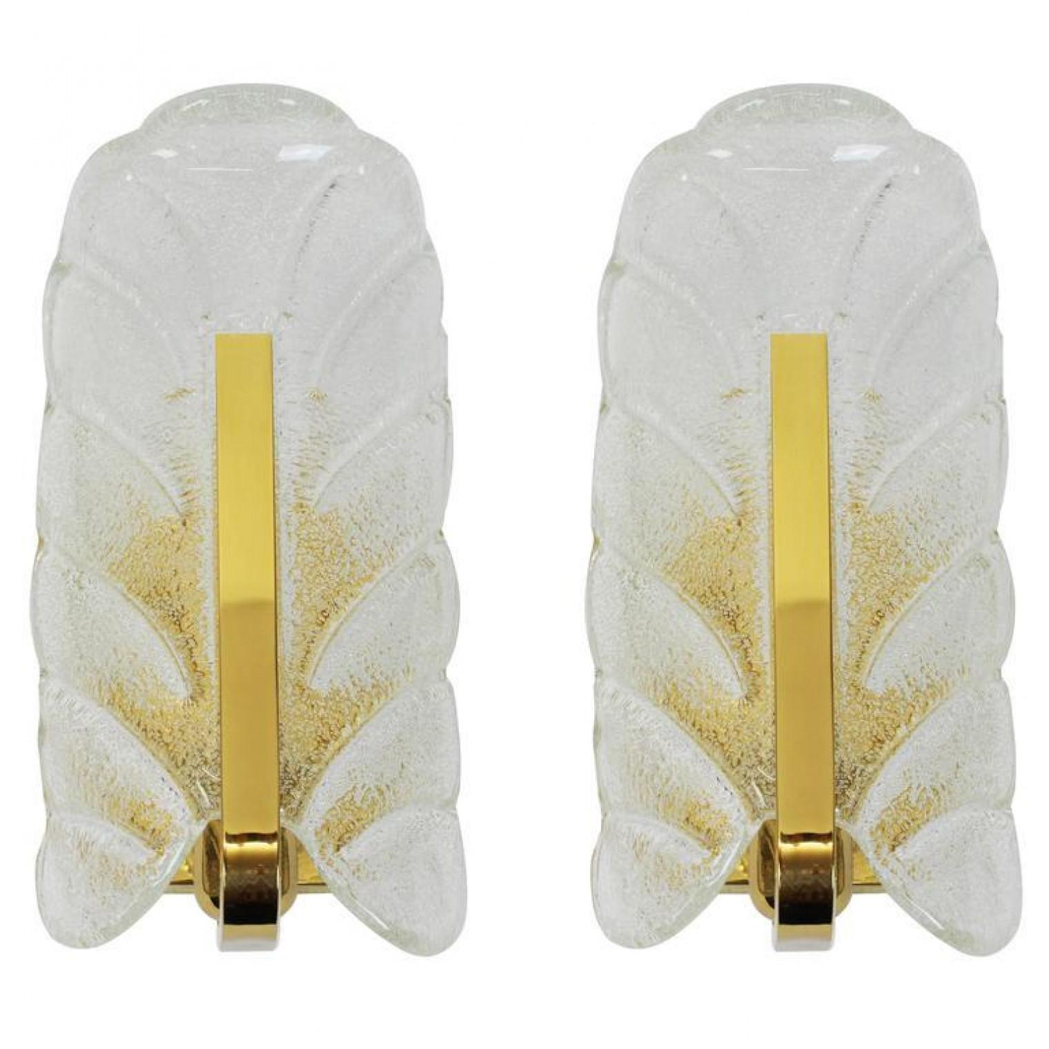 1 of the 5 Pair of Brass Wall Scones by Fagerlund for Orrefors, 1960 In Good Condition For Sale In Rijssen, NL