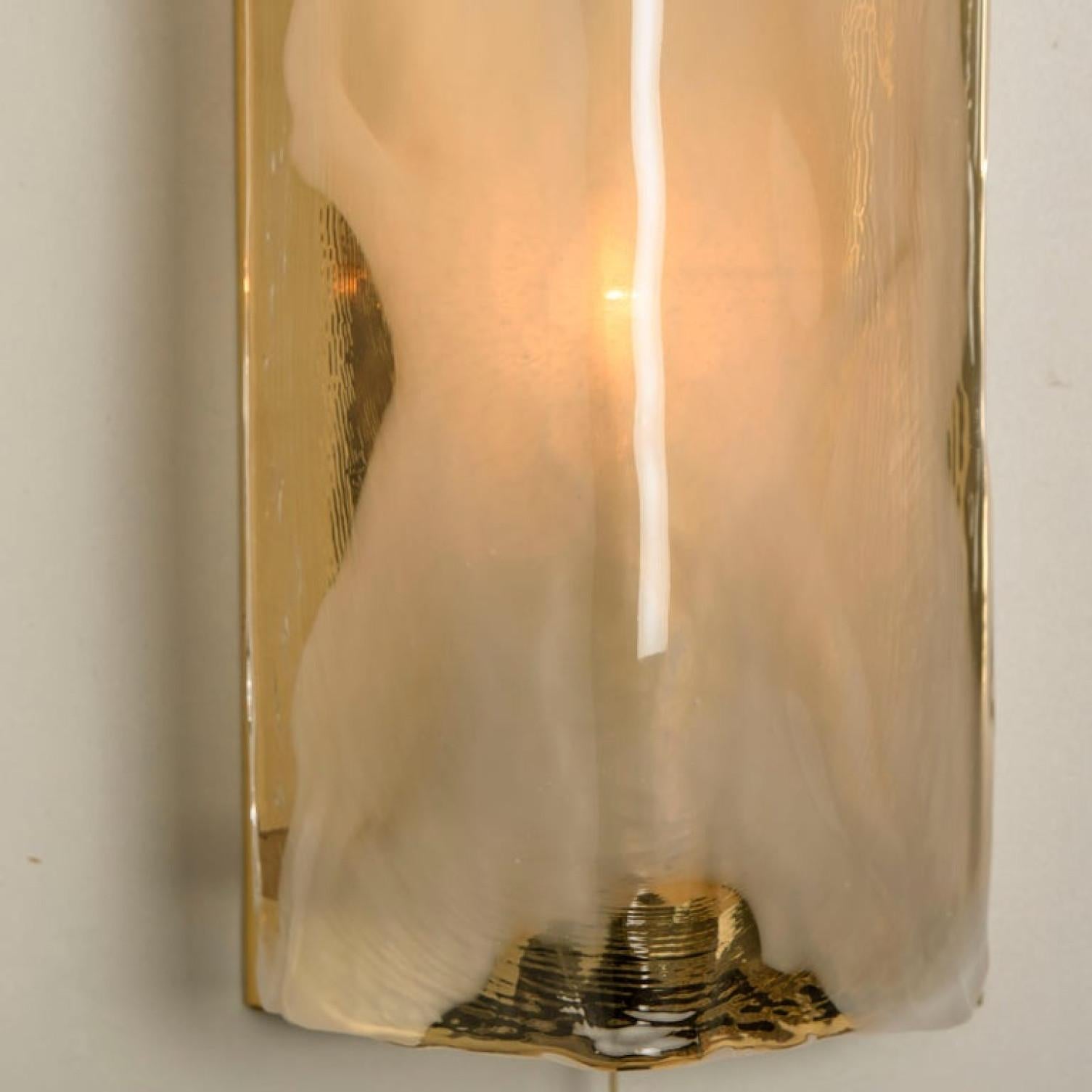 Other 1 of the 5 Pairs of Brass and Hand Blown Murano Glass Wall Lights by J.T. Kalmar For Sale