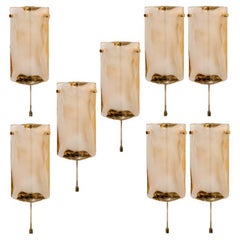 1 of the 5 Pairs of Brass and Hand Blown Murano Glass Wall Lights by J.T. Kalmar