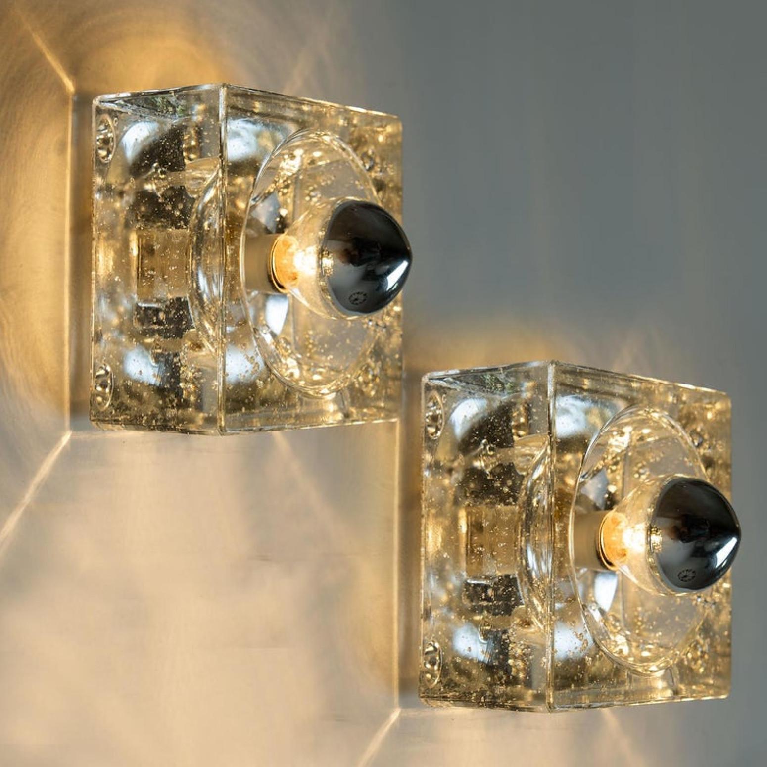 Austrian 1 of the 5 Pairs of Hand Blown Wall or Ceiling Lights, Austria, 1970 For Sale