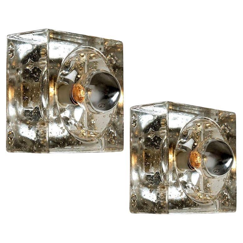 1 of the 5 Pairs of Hand Blown Wall or Ceiling Lights, Austria, 1970 For Sale