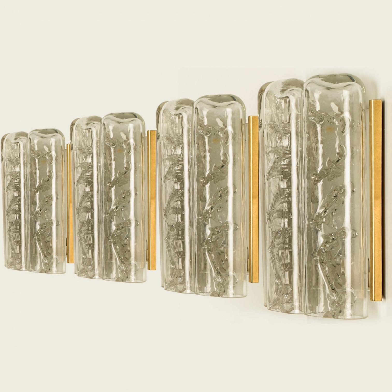 Painted 1 of the 5 Structured Blown Glass and Brass Wall Sconces by Doria, 1960 For Sale