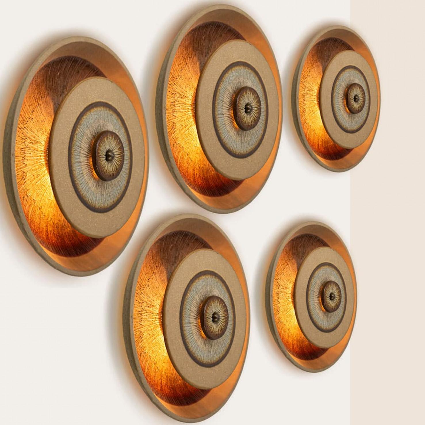 Danese 1 delle 5 splendide luci da parete in ceramica, Danimarca, 1970 in vendita