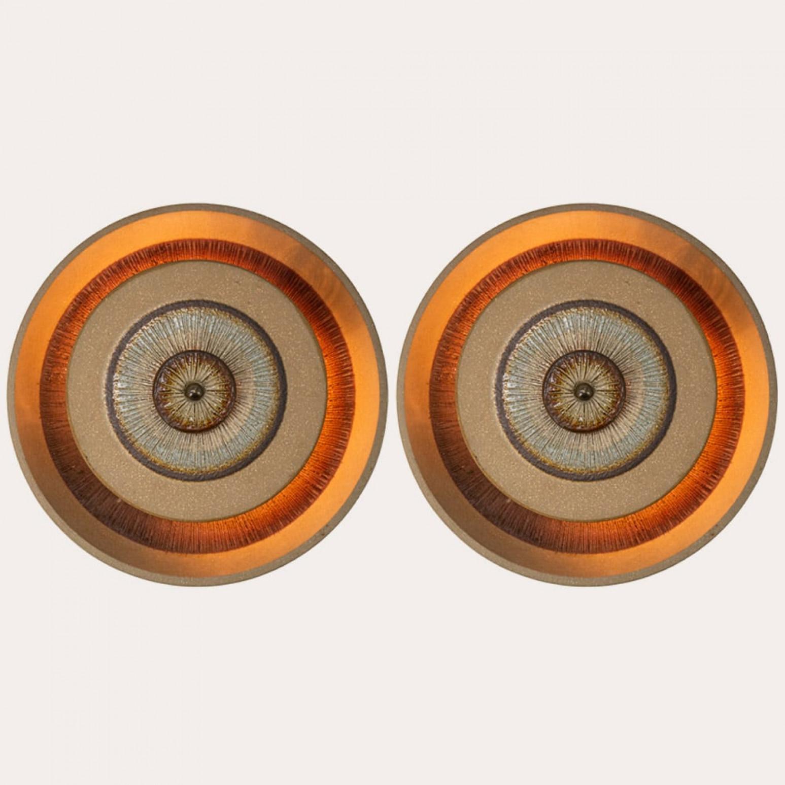 Fine XX secolo 1 delle 5 splendide luci da parete in ceramica, Danimarca, 1970 in vendita