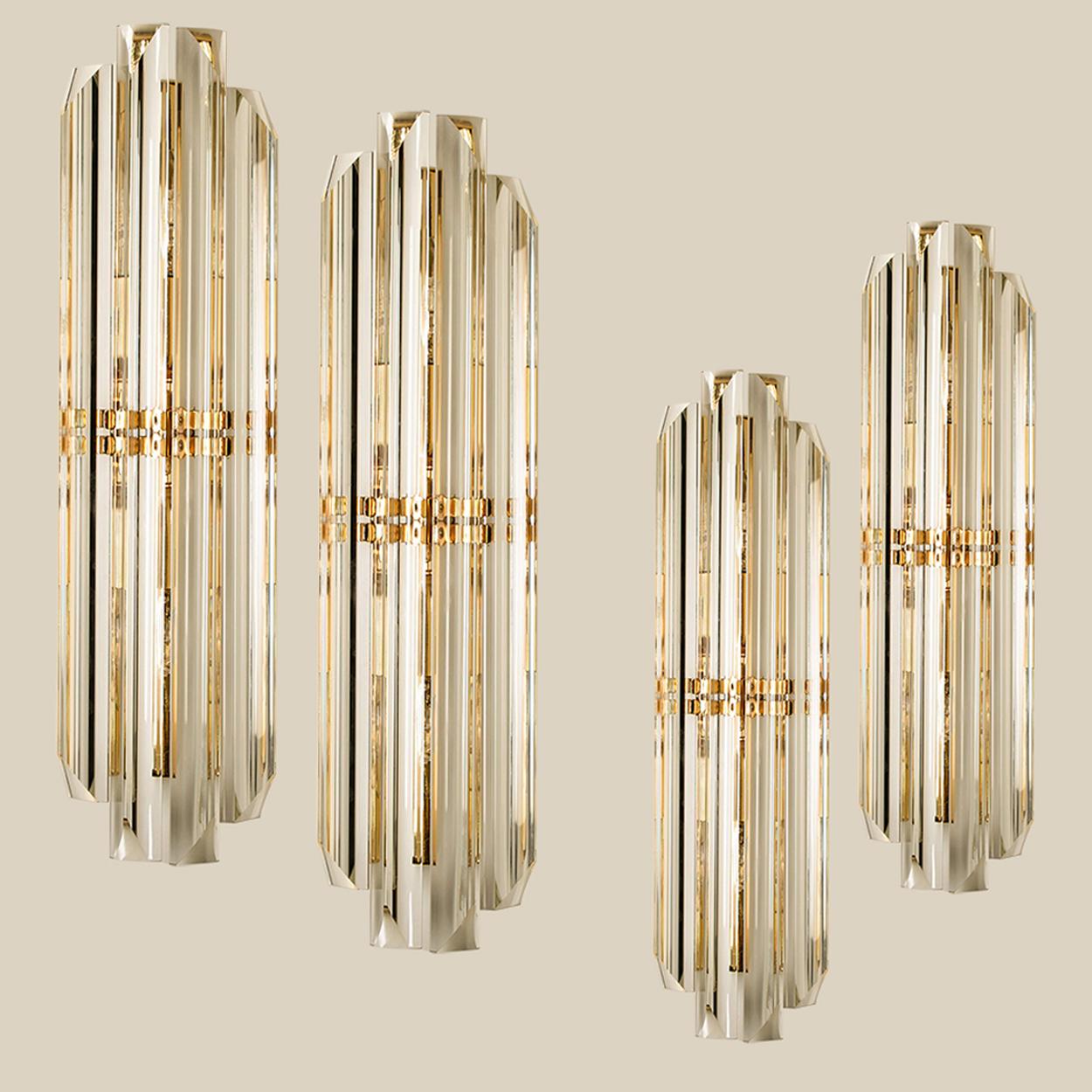 1 of the 5 Venini Style Murano Glass and Gilt Brass Sconces, 1960s 2