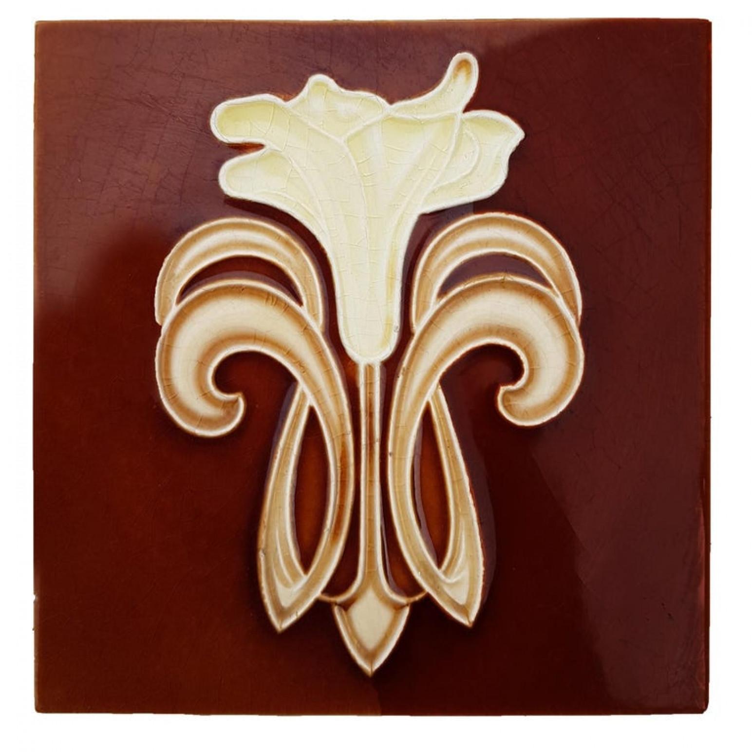 1 des 50 carreaux en céramique Art Jugendstil de Gilliot Fabrieken Te Hemiksem, vers en vente 3