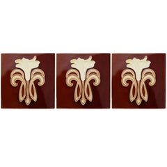 1 der 50 Jugendstil-Keramikfliesen von Gilliot Fabrieken Te Hemiksem, um