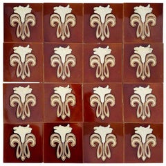 1 of the 50 Art Jugendstil Ceramic Tiles by Gilliot Fabrieken Te Hemiksem, circa