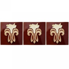 1 delle 50 piastrelle in ceramica Art Jugendstil di Gilliot Fabrieken Te Hemiksem, circa