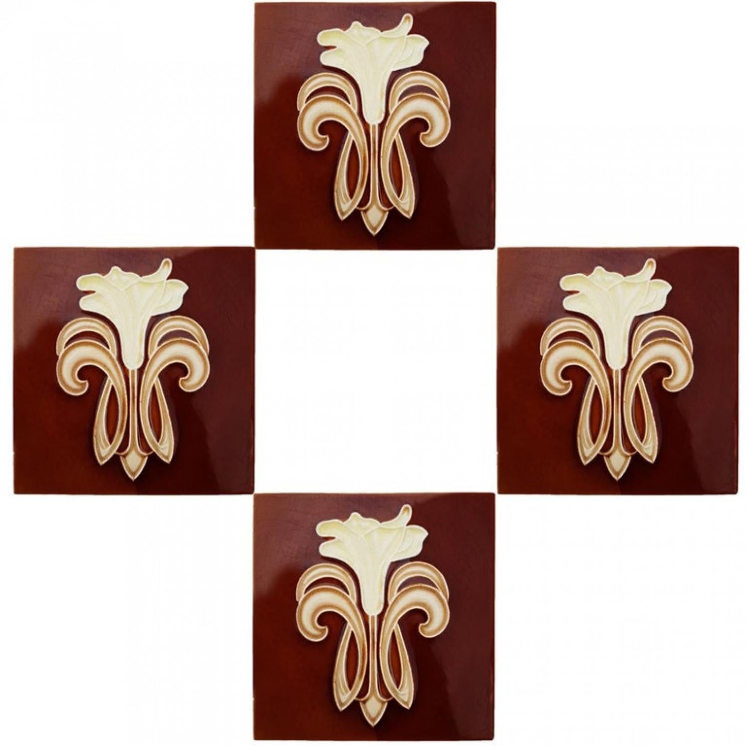Belge 1 des 50 carreaux en céramique Art Jugendstil de Gilliot Fabrieken Te Hemiksem, vers en vente