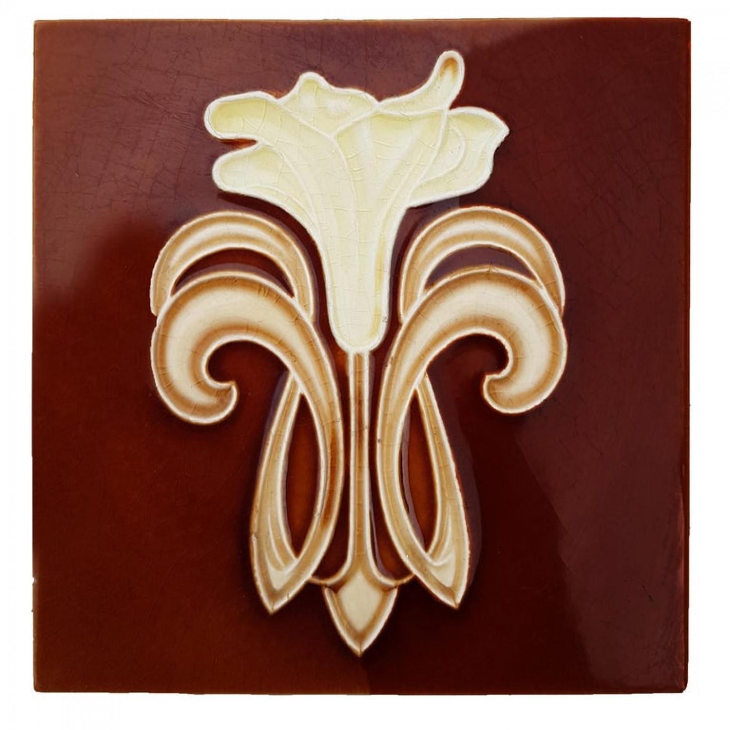 Céramique 1 des 50 carreaux en céramique Art Jugendstil de Gilliot Fabrieken Te Hemiksem, vers en vente