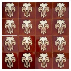 1 of the 50 Art Jugendstil Ceramic Tiles by Gilliot Fabrieken Te Hemiksem, circa