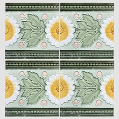 1 delle 55 piastrelle Greene & Greene con motivo a fiori gialli, Maison Helman