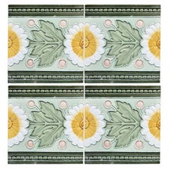 1 of the 55 Green White Tiles with Yellow Flower Pattern, Maison Helman