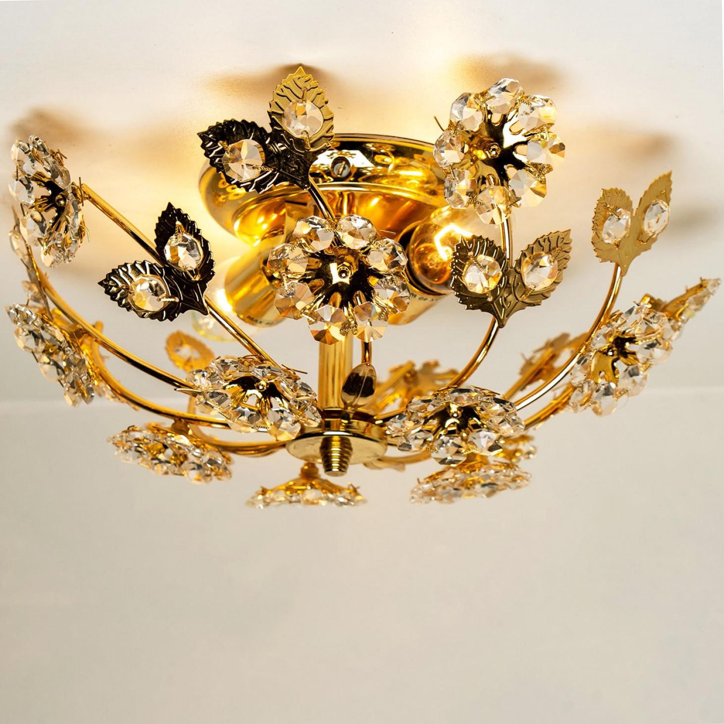 1 of the 5=several Gold-Plated Flower Wall Lights/ Flushmounts by Palwa in vendita 8