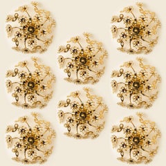 1 of the 5=several Gold-Plated Flower Wall Lights/ Flushmounts by Palwa