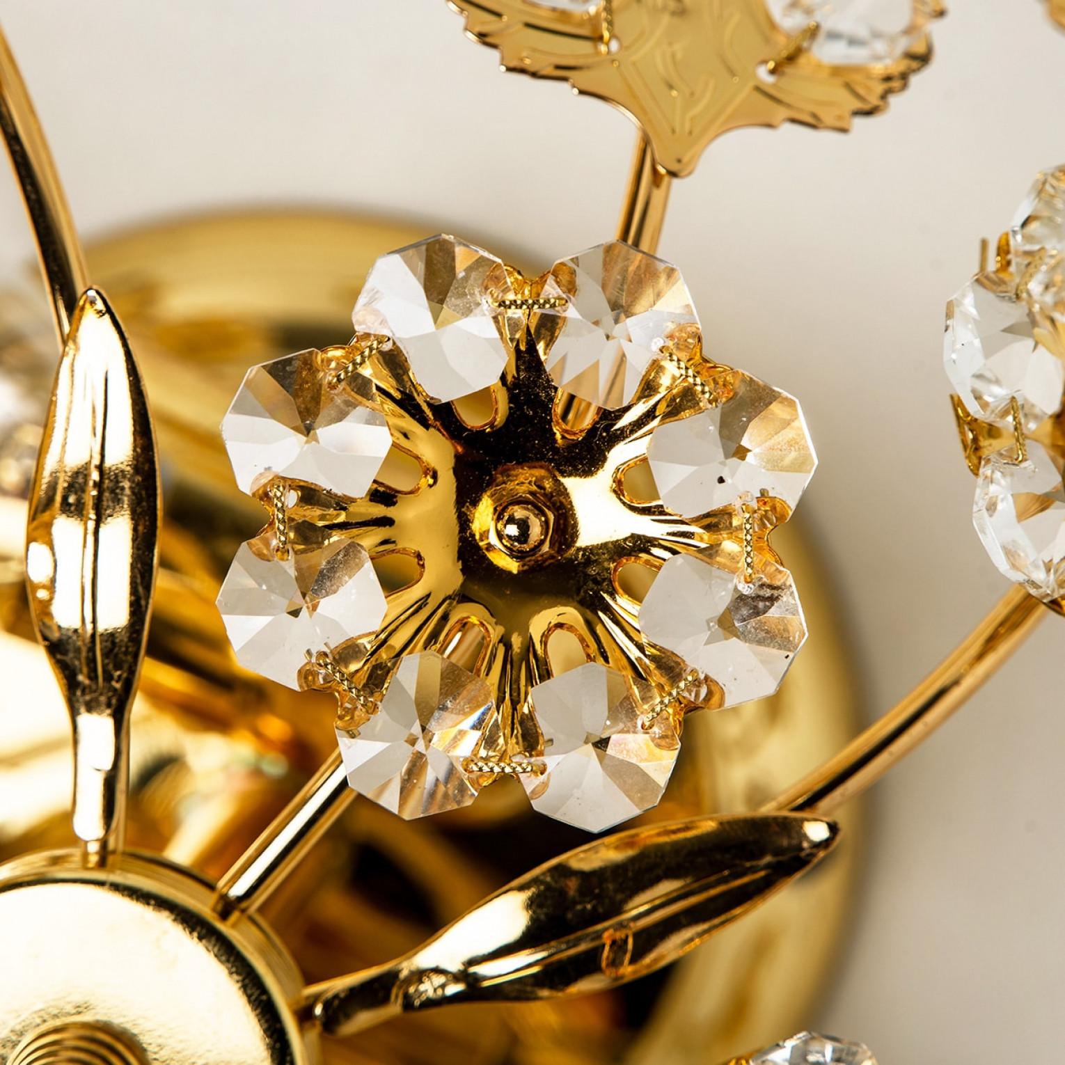 Austriaco 1 of the 5=several Gold-Plated Flower Wall Lights/ Flushmounts by Palwa in vendita