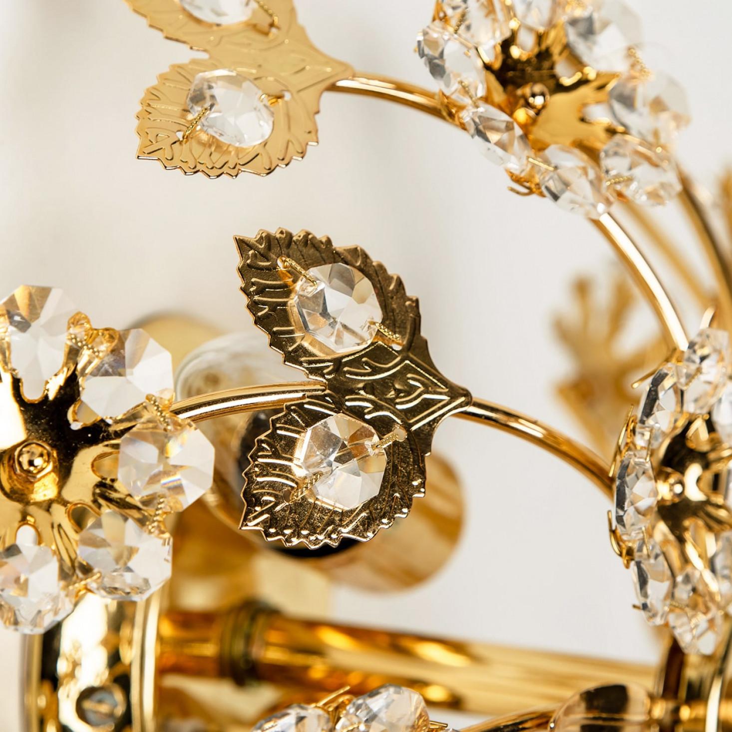 Fine XX secolo 1 of the 5=several Gold-Plated Flower Wall Lights/ Flushmounts by Palwa in vendita