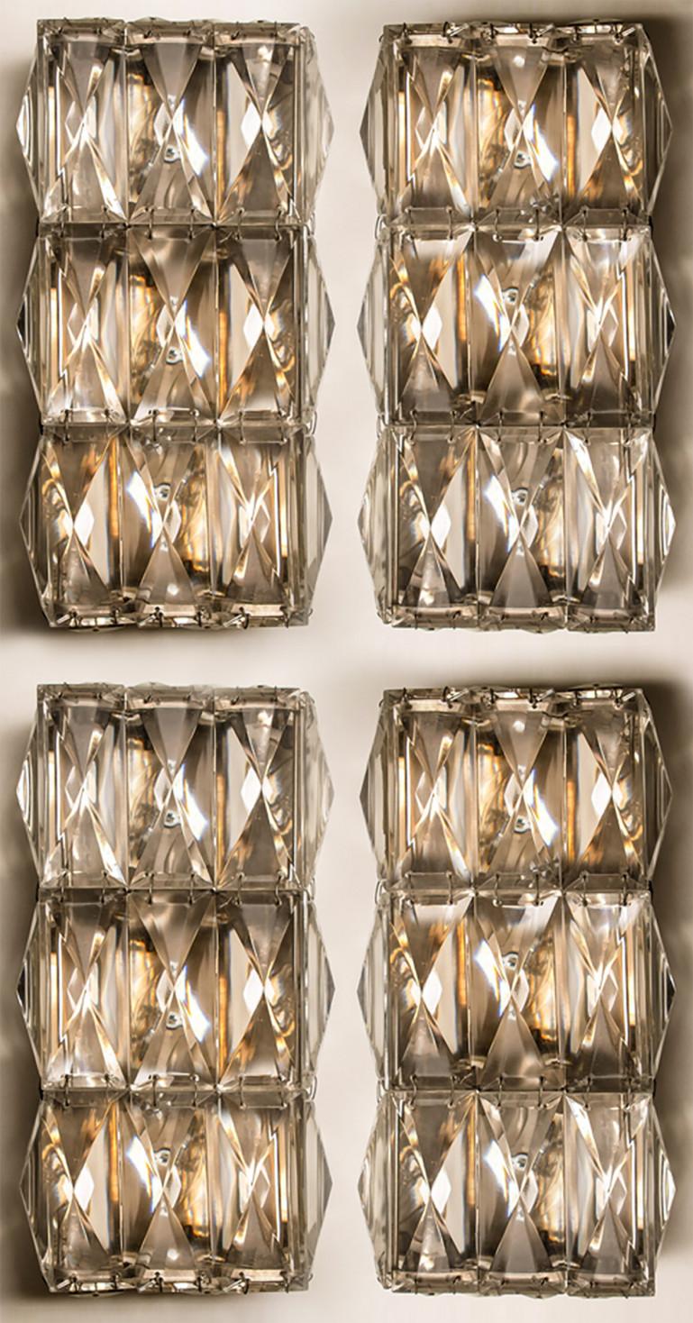 1 of the 6 Bakalowits Wall Lights, Nickel-Plated And Crystal, 1970 For Sale 3